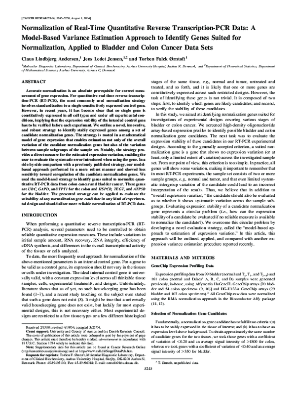 (PDF) Normalization of real-time quantitative reverse transcription-PCR ...