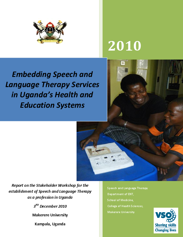(PDF) Embedding Speech and Language Therapy in Uganda's Health and ...