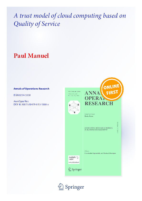 (PDF) A trust model of cloud computing based on Quality of Service