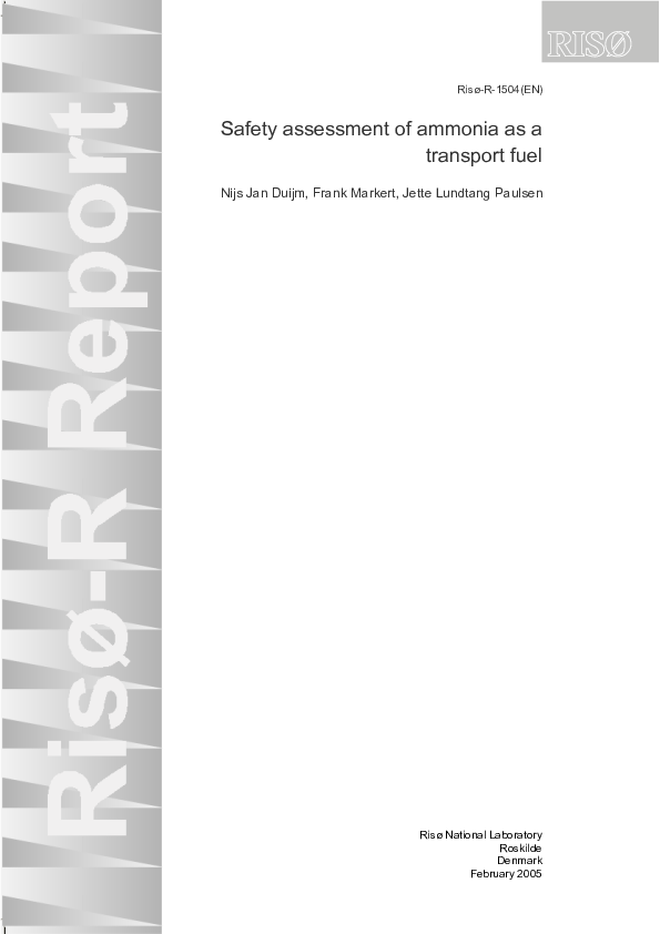 (PDF) Safety assessment of ammonia as a transport fuel