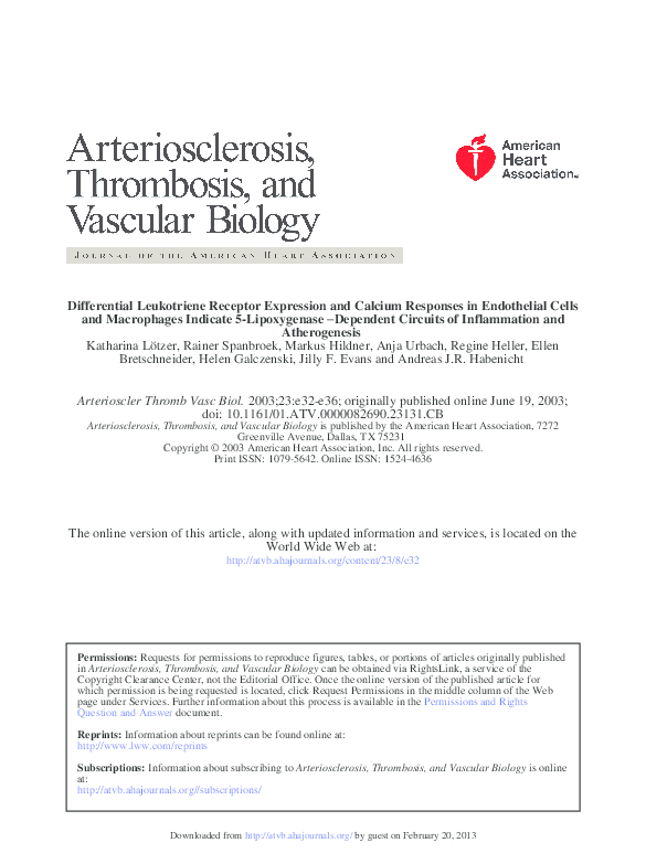 (PDF) Differential Leukotriene Receptor Expression and Calcium ...