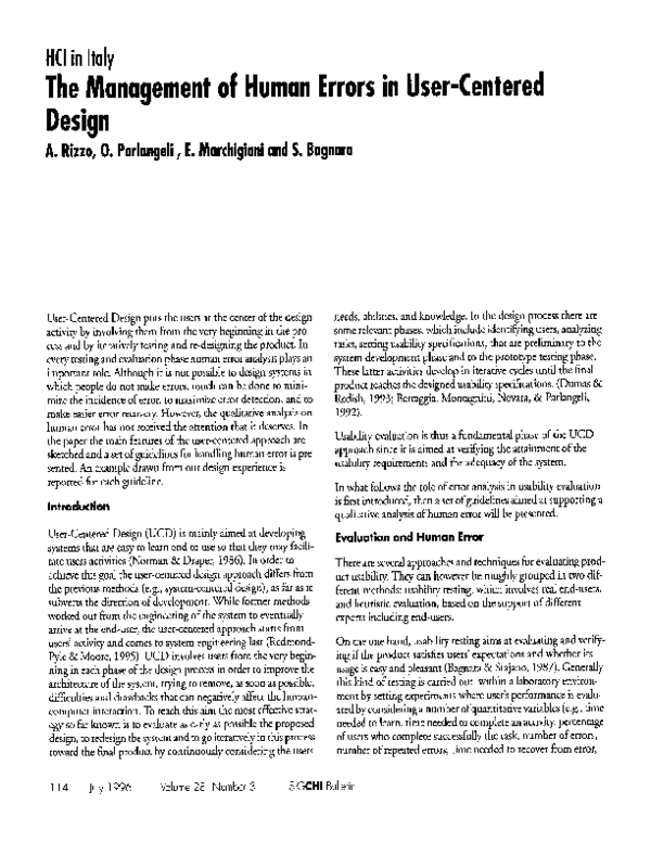 (PDF) The management of human errors in user-centered design