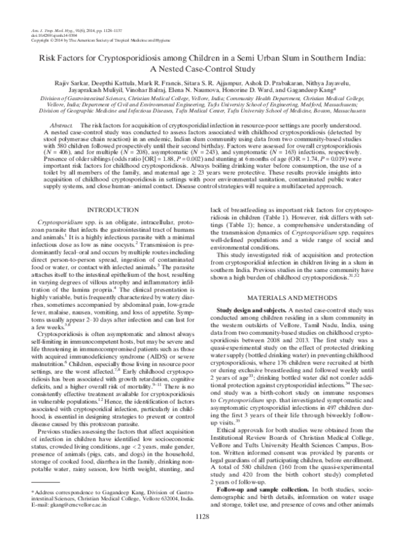 (PDF) Risk Factors for Cryptosporidiosis Among Children in a Semi Urban ...