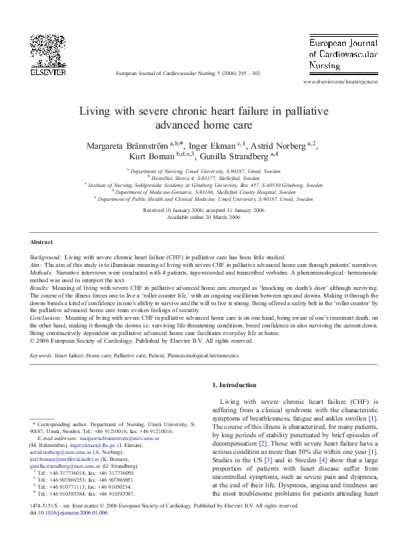 (PDF) Living with severe chronic heart failure in palliative advanced ...