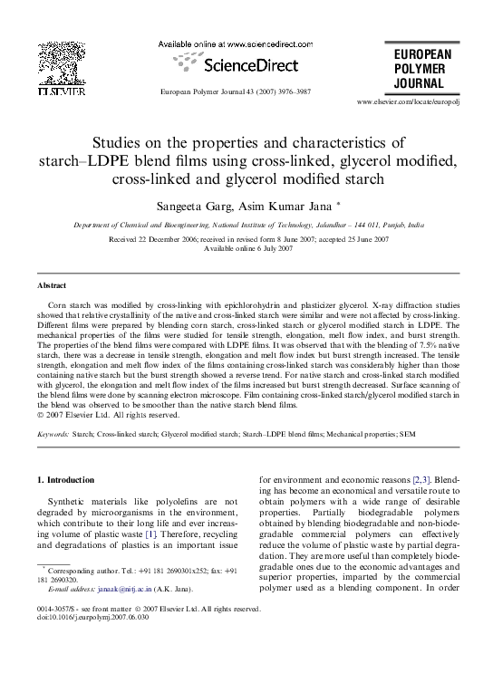 (PDF) Studies on the properties and characteristics of starch–LDPE ...