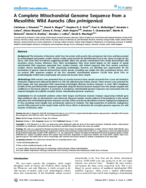 (PDF) A Complete Nuclear Genome Sequence from the Extinct Eurasian Wild ...