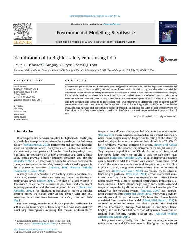 (PDF) Identification of firefighter safety zones using lidar Gregory