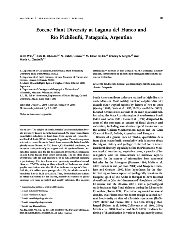 (PDF) Eocene Plant Diversity at Laguna del Hunco and Río Pichileufú ...