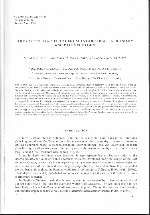 (PDF) The Glossopteris Flora in Antarctica: taphonomy and paleoecology