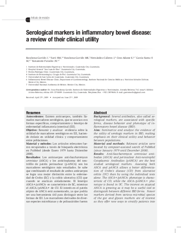 (PDF) Serological markers in inflammatory bowel disease a review of
