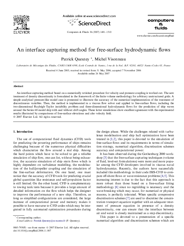 (PDF) An interface capturing method for free-surface hydrodynamic flows ...