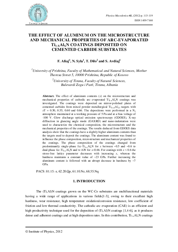 (PDF) THE EFFECT OF ALUMINUM ON THE MICROSTRUCTURE AND MECHANICAL ...
