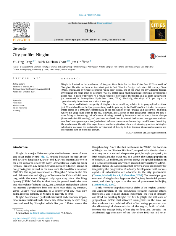 (PDF) City profile: Ningbo