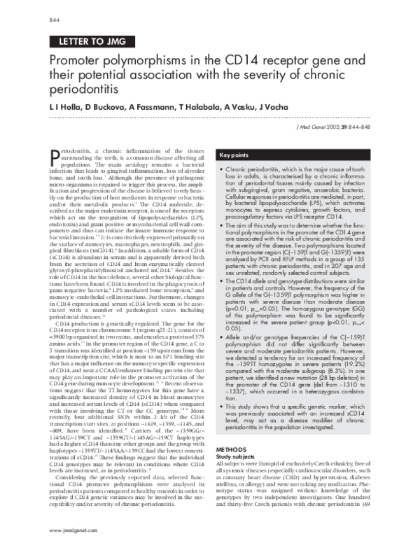 (PDF) Promoter polymorphisms in the CD14 receptor gene and their ...