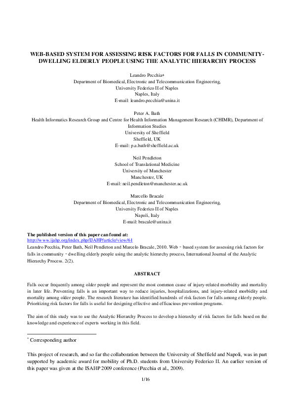 (PDF) WEB-BASED SYSTEM FOR ASSESSING RISK FACTORS FOR FALLS IN ...