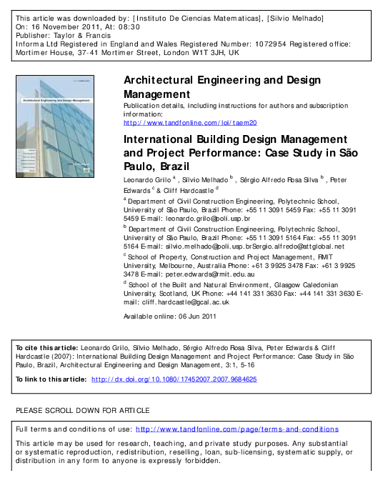 (PDF) International Building Design Management and Project Performance ...