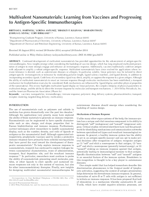 (PDF) Multivalent Nanomaterials: Learning from Vaccines and Progressing ...