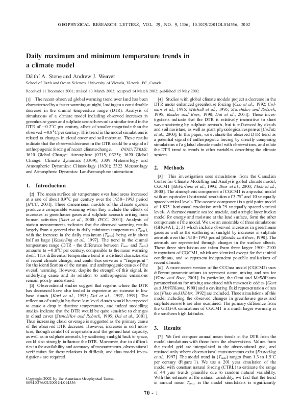 (PDF) Daily maximum and minimum temperature trends in a climate model