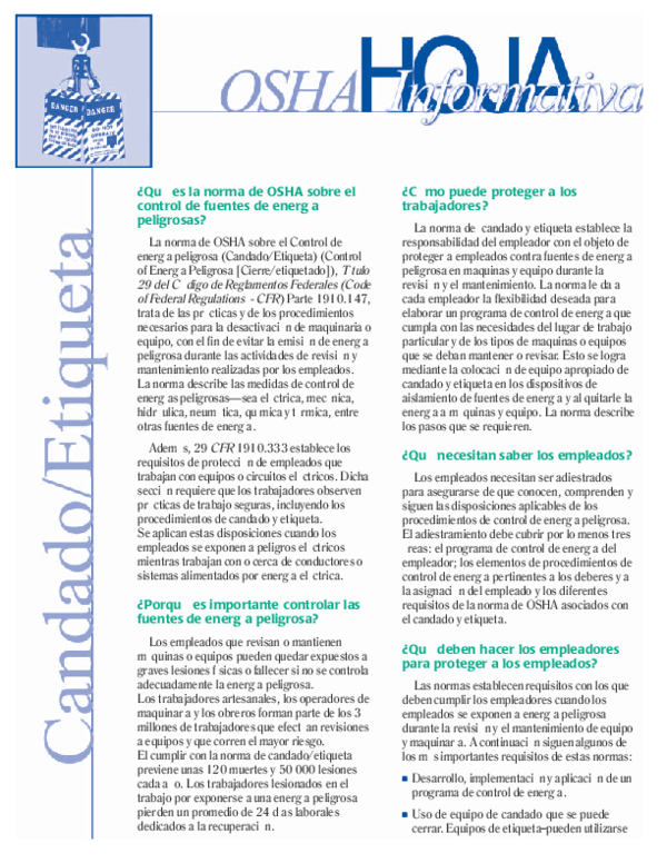 (PDF) lockout tagout spanish