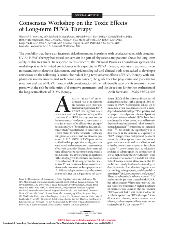 (PDF) Consensus Workshop on the Toxic Effects of Long-term PUVA Therapy ...