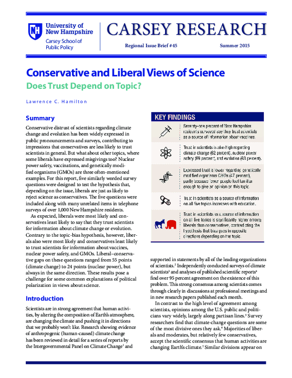 (PDF) Conservative and Liberal Views of Science: Does Trust Depend on ...