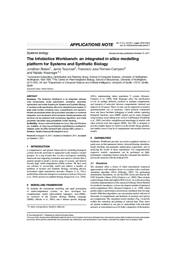 (PDF) The Infobiotics Workbench: an integrated in silico modelling ...