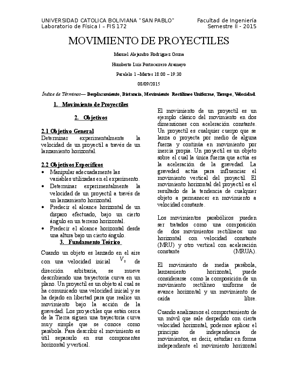 (DOC) MOVIMIENTO DE PROYECTILES Manuel Rodriguez Academia.edu