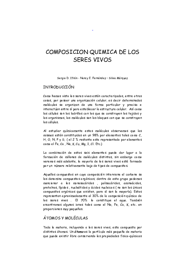 (DOC) COMPOSICION QUIMICA DE LOS SERES VIVOS