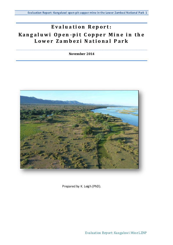  PDF Evaluation Report Kangaluwi Open pit Copper Mine In The Lower 