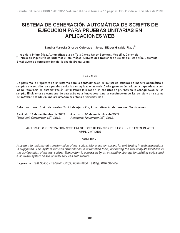 (PDF) Sistema de generación automática de scripts de ejecución para ...