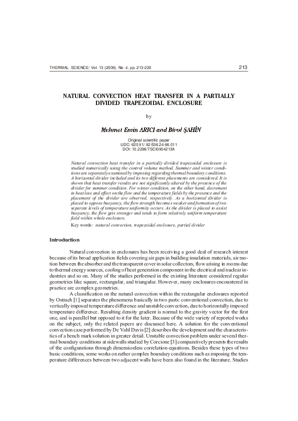 (PDF) Natural convection heat transfer in a partially divided ...