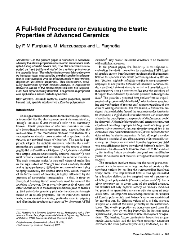 (PDF) A full-field procedure for evaluating the elastic properties of ...