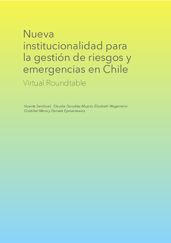 (PDF) Nueva institucionalidad para la gestión de riesgos y emergencias ...