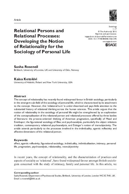 (PDF) Relational Persons and Relational Processes: Developing the ...