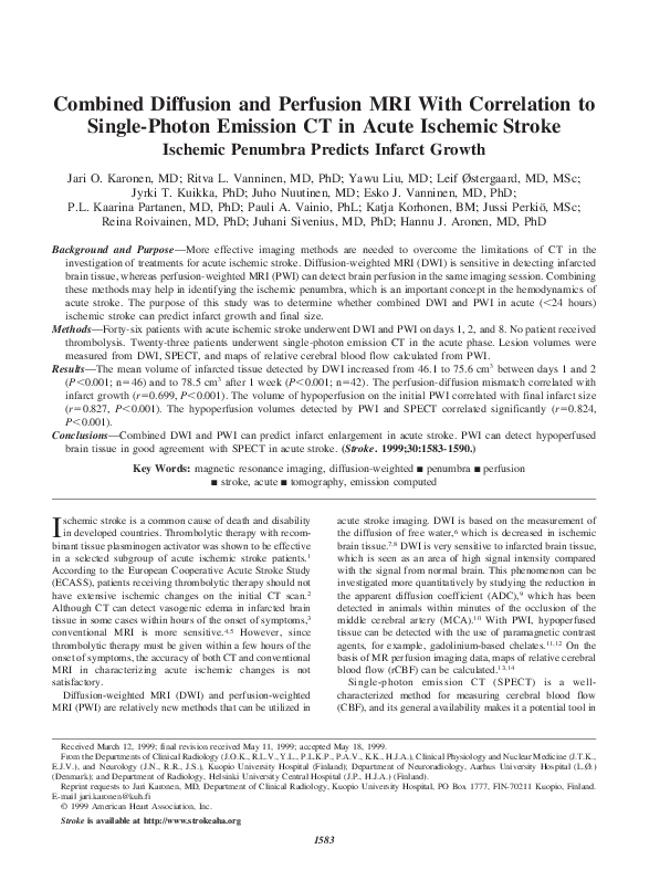 (PDF) Combined Diffusion and Perfusion MRI With Correlation to Single ...