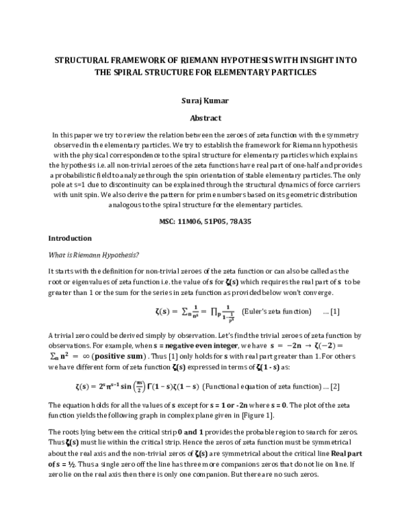 (PDF) Structural Framework for Riemann Hypothesis with insight into the ...