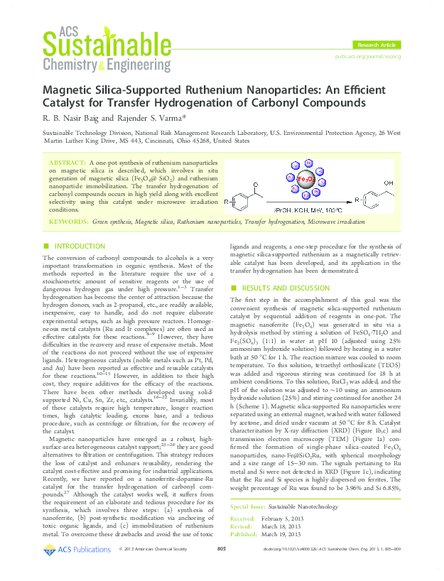(PDF) Magnetic Silica-Supported Ruthenium Nanoparticles: An Efficient ...