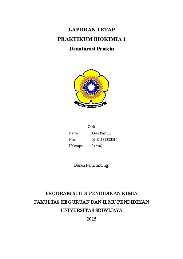 Doc Laporan Biokimia Denaturasi Protein Dess Kasturi Academia Edu