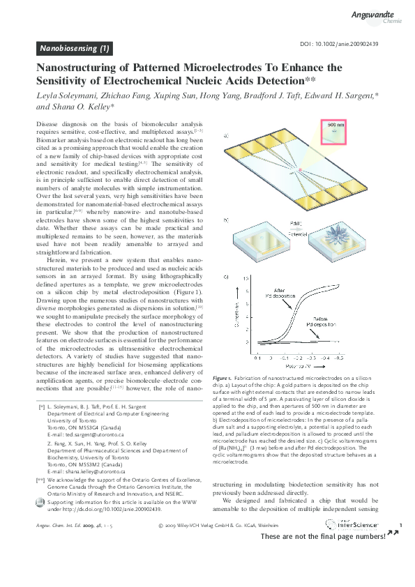 (PDF) Nanostructuring of Patterned Microelectrodes To Enhance the