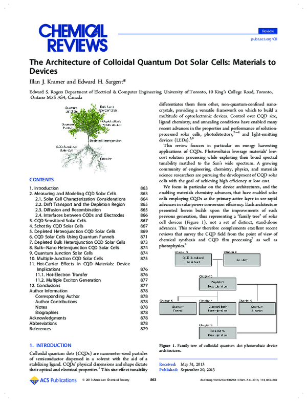 (PDF) The Architecture of Colloidal Quantum Dot Solar Cells: Materials ...