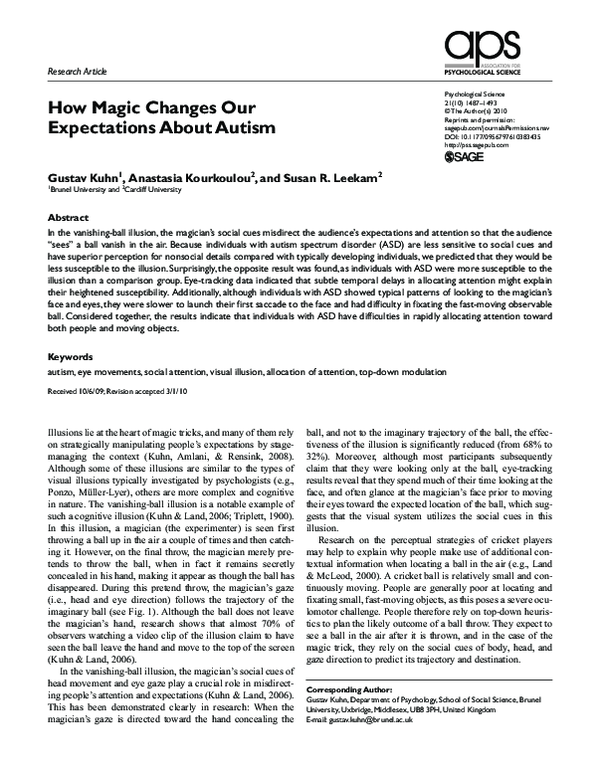 (PDF) How magic changes our expectations about autism