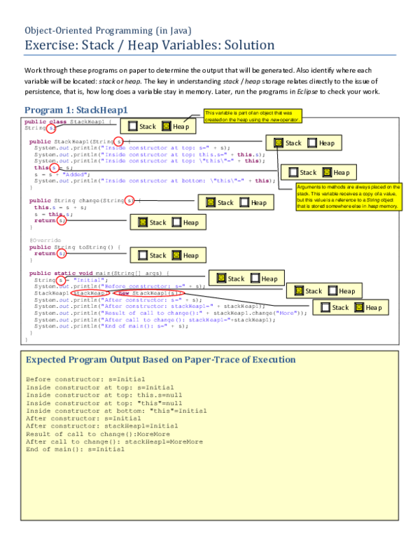 (PDF) Exercise Stack Heap Solution