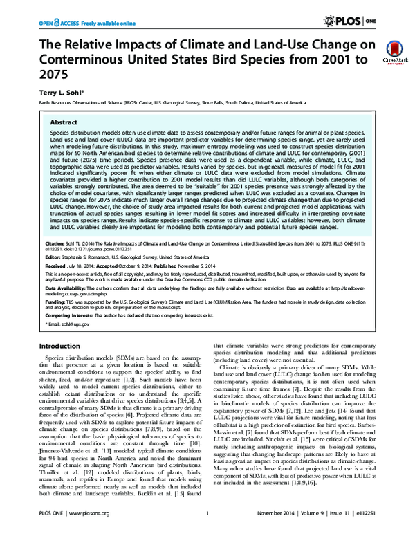 (PDF) The Relative Impacts of Climate and Land-use Change on ...