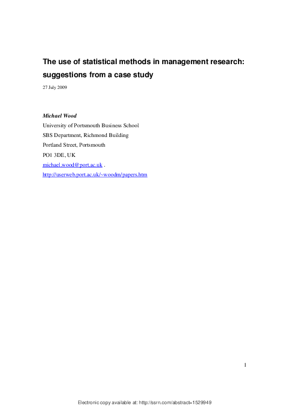 (PDF) The Use of Statistical Methods in Management Research ...