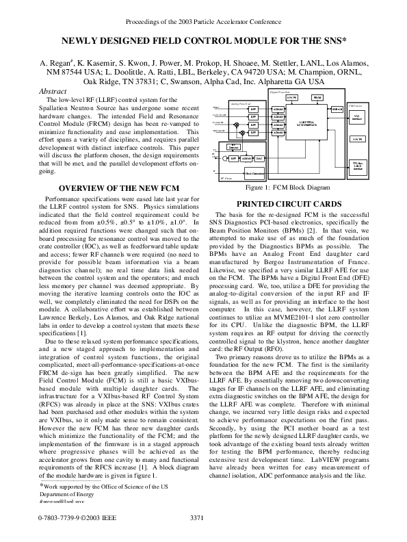(PDF) Newly designed field control module for the SNS