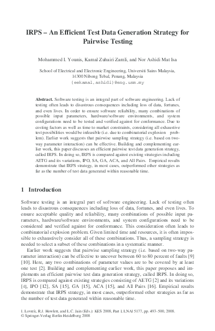 (PDF) IRPS – An Efficient Test Data Generation Strategy for Pairwise ...