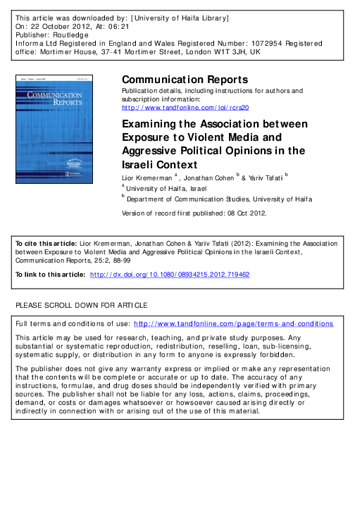 (PDF) Examining the Association between Exposure to Violent Media and ...