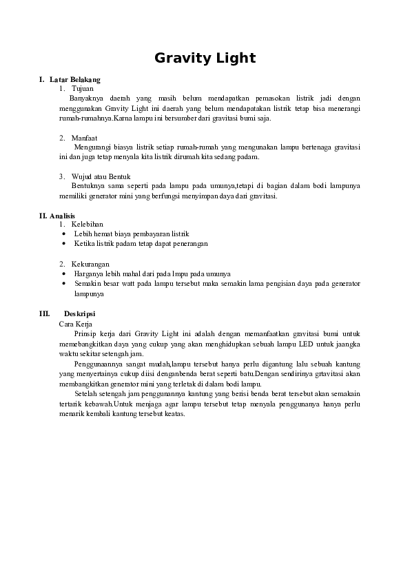 (DOC) Gravity Light