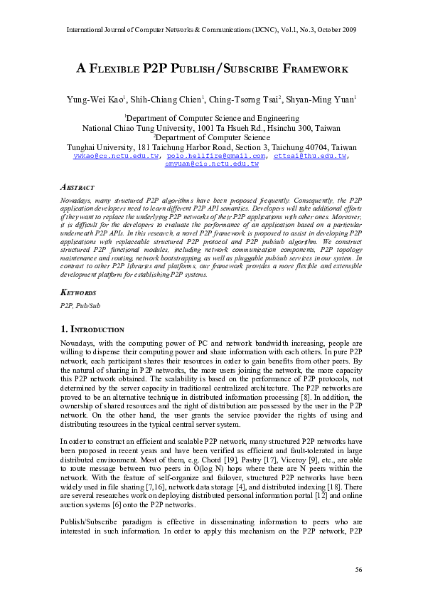 (PDF) A FLEXIBLE P2P PUBLISH/SUBSCRIBE FRAMEWORK
