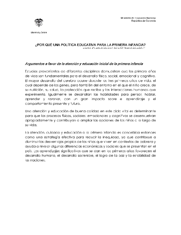 (PDF) Argumentos de la politica educativa en la primera infancia